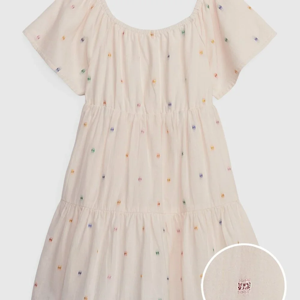 Toddler‎ Shiny Embroidered Tiered Dress